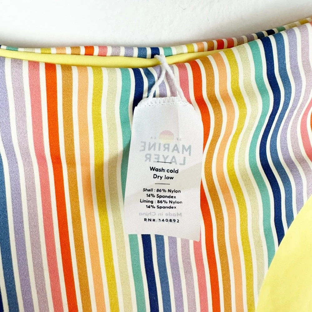 NWT Marine Layer‎ Reversible Havana Halter Bikini Stripe Swimsuit M/L